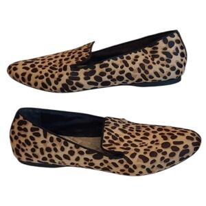 Birdies The Heron Leopard Haircalf Flat loafer Slip Slide On Mule Flex Sole